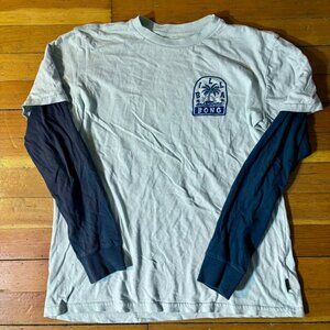 Boys Billabong double sleeve light blue tee, SZ M  Surfwear